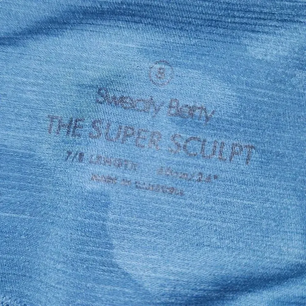 Sweaty Betty Womens Blue Camouflage Super Sculpt 7/8‎ Length Leggings Small - Image 4