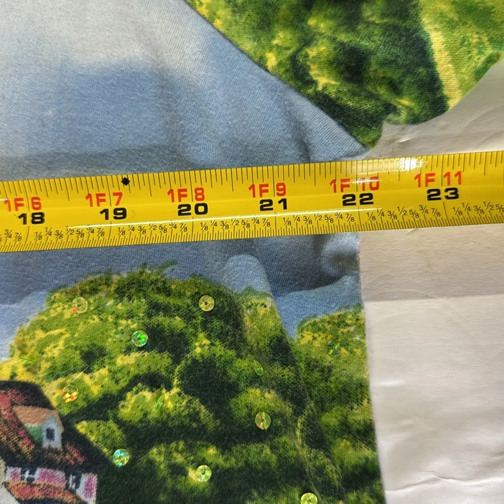 Take Two vintage 3/4 sleeve shirt cotton lighthouse sequins sailboats coastal L Blue Size L - Image 12