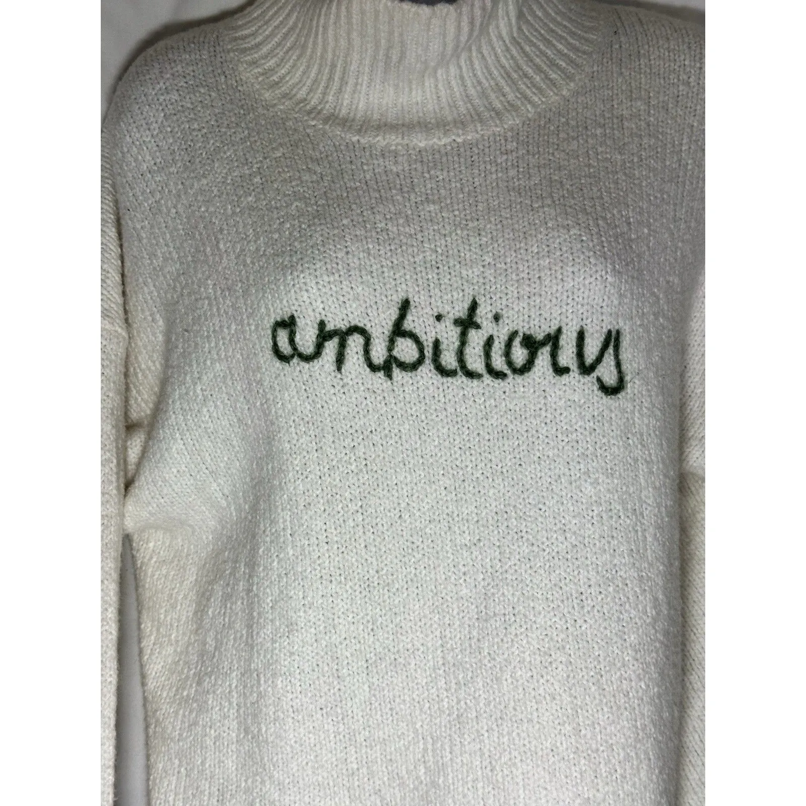 Lou & Grey "Ambitious" Script Mock Neck Sweater - Cream/Ivory - Size XS - Image 2