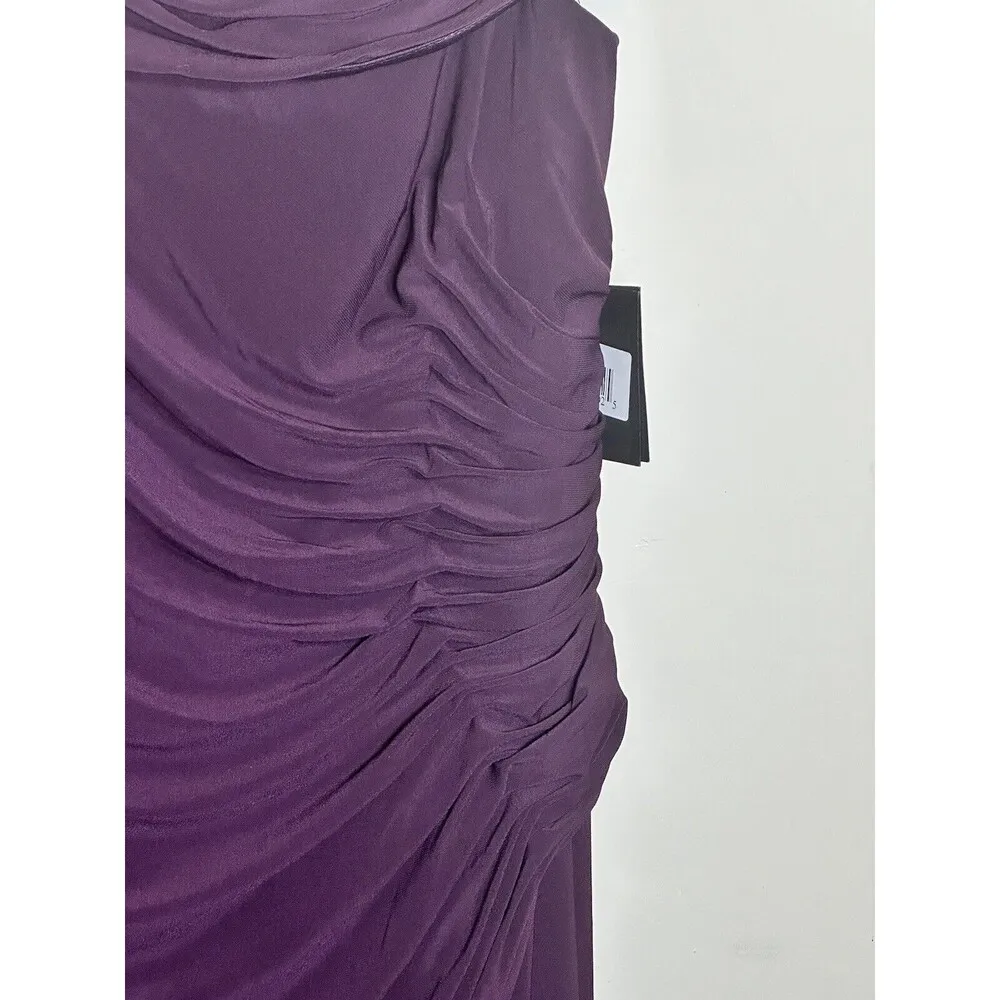 Mac Duggal IEENA for  Fold Over One Shoulder Gown 26517 Deep Purple Size 16 NWT - Image 4