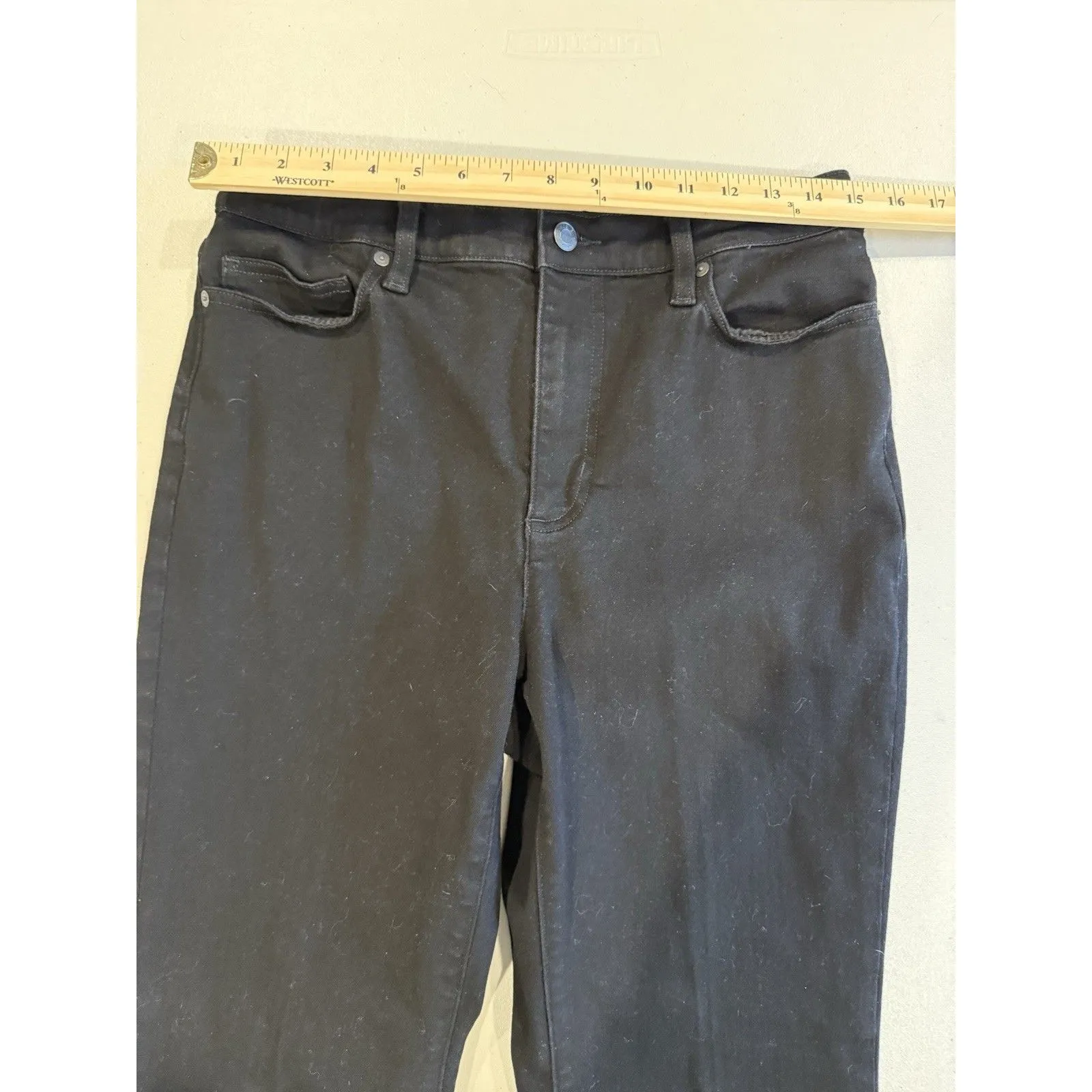 Lands End Jeans Womens 10 Black High Rise Straight Stretch Travel Pants Career - Image 4