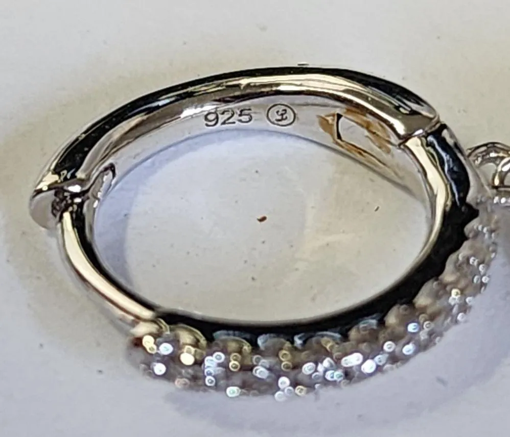 Sterling Silver with CZ Crystals Flower Huggie Hoop Earrings New - Image 4