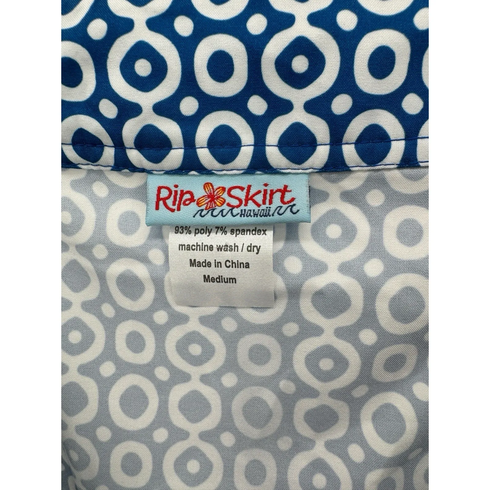 RipSkirt Hawaii Wrap Skirt M Blue‎ White Geo Print Quick Dry Cover Up Travel Blue Size M - Image 3