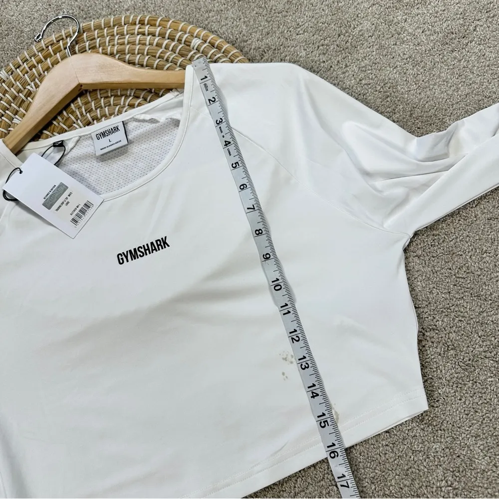 NWT Gymshark Women’s Training Crop Longsleeve Shirt Top Activewear in White L - Image 12