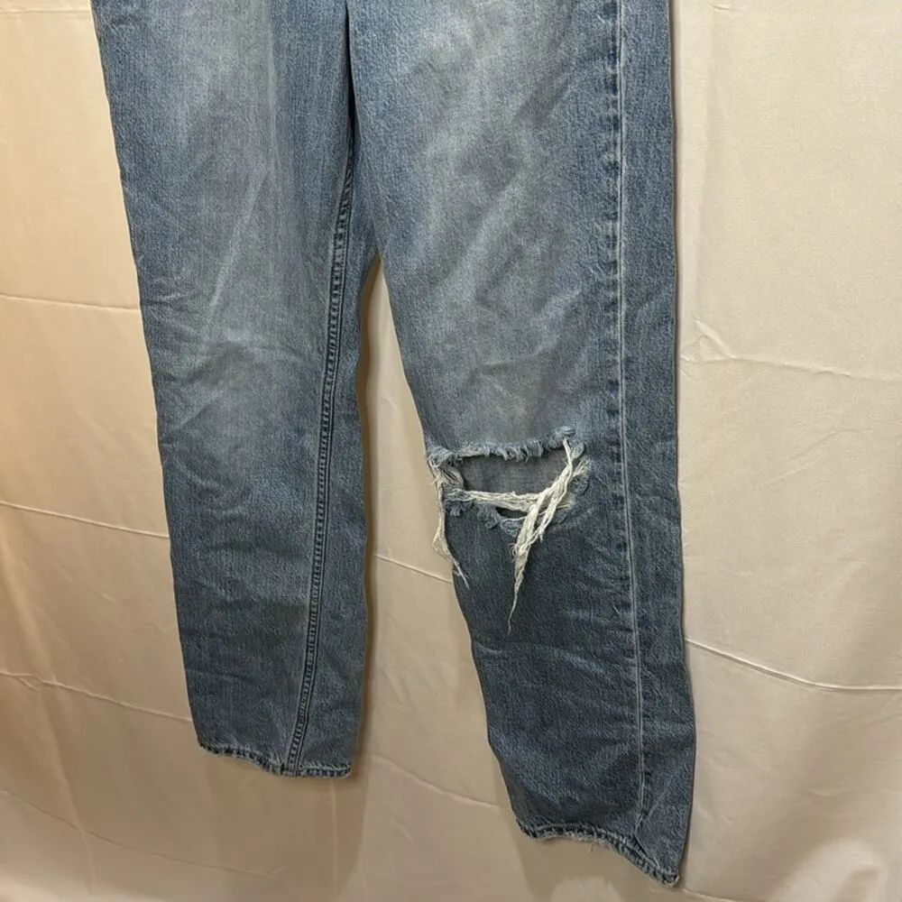 GAP 1969 Premium Sky High Straight Leg Jeans - Light Indigo Destroy 6/28 Short - Image 6