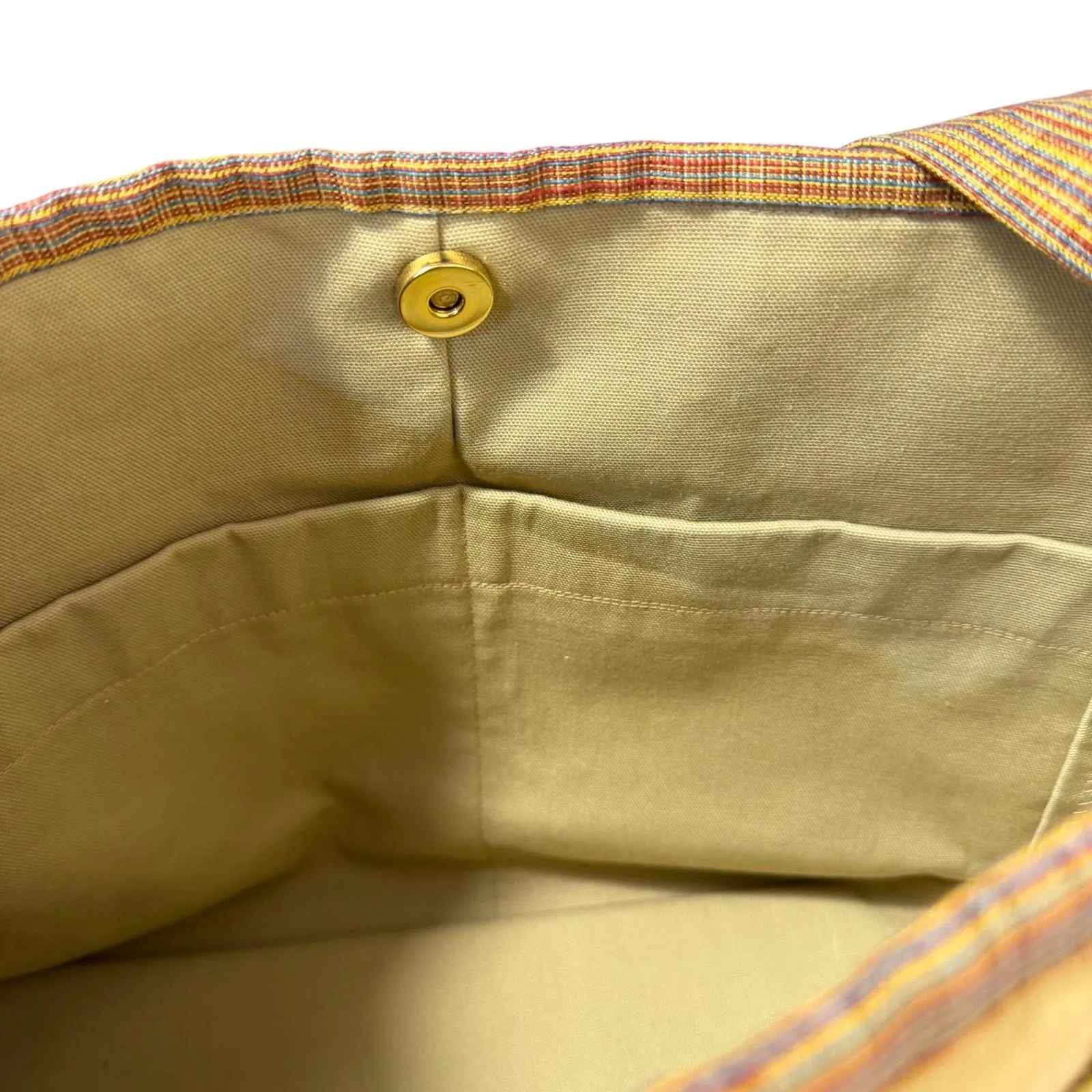 Handmade Vintage Tapestry Tote Bag Teapot Motif Fabric Gold Purse w Tassel - Image 11