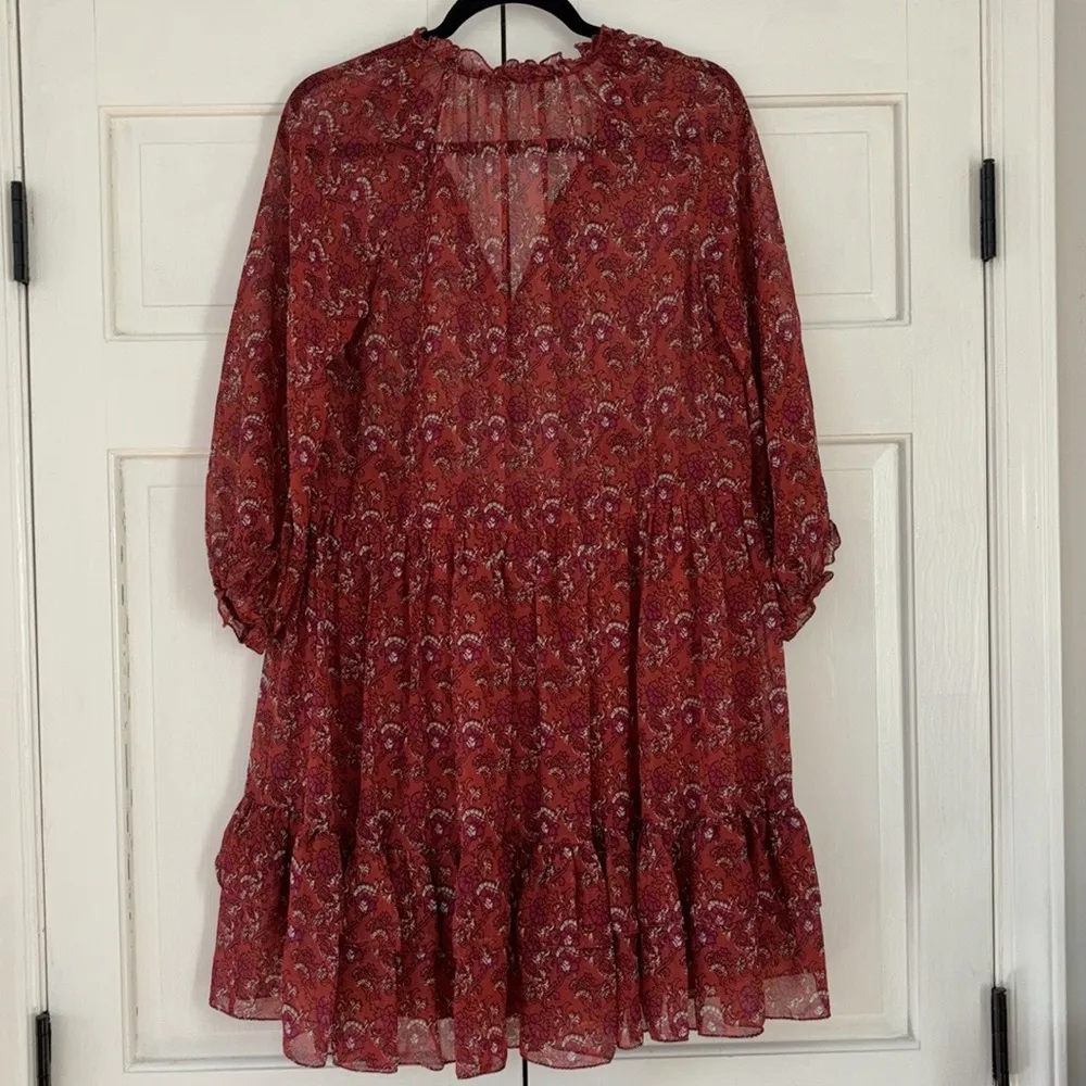 Ulla Johnson Ruby Red Ollie Dress Size 4 Valentines Day Silk Floral Mini Dress - Image 11