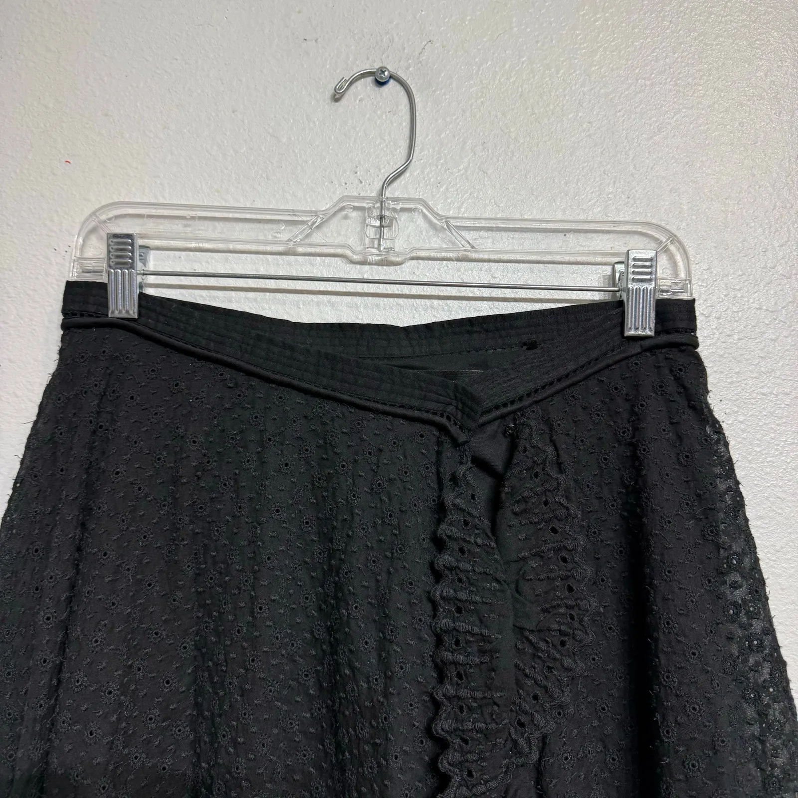 Isabel Marant Black Zanna Ruffled Broderie Anglaise Wrap Mini Skirt Sz 36 - Image 3