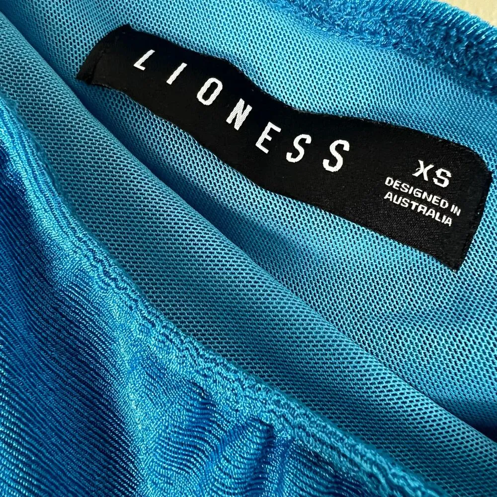 Lioness The Goddess Crop Top Womens S Blue One Shoulder Ruched Going Out Glam - Image 4