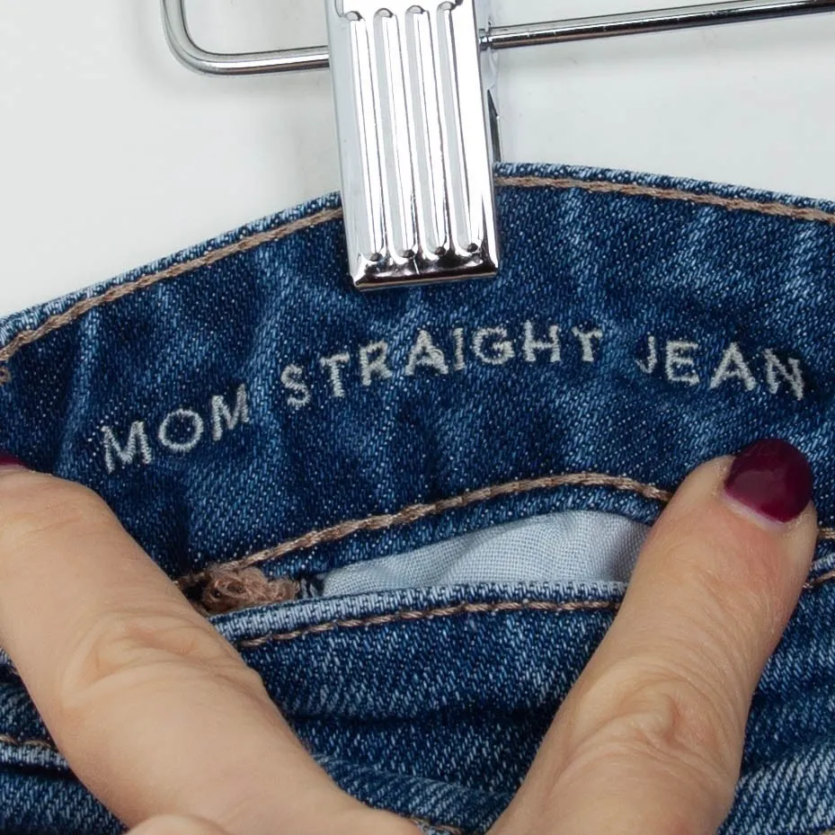 American Eagle Womens Mom Straight Jean Size 2 Long Distressed Classic Everyday Blue - Image 7