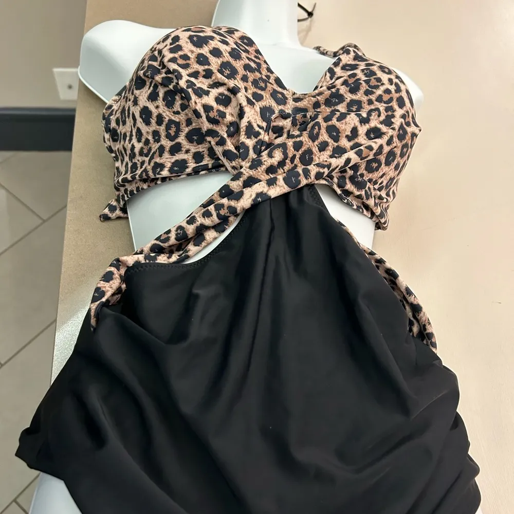 Swimsuit Leopard Print Cutout Swimsuit XL Brown - Image 4