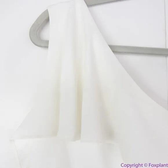 NEW White House Black Market white one shoulder‎ ruffle jumpsuit, 12 - Image 10