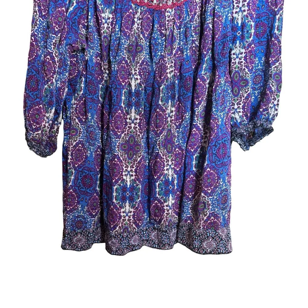 Live and Let Live Top Womens 3X Multicolor Paisley Print Round Neck Blouse - Image 4