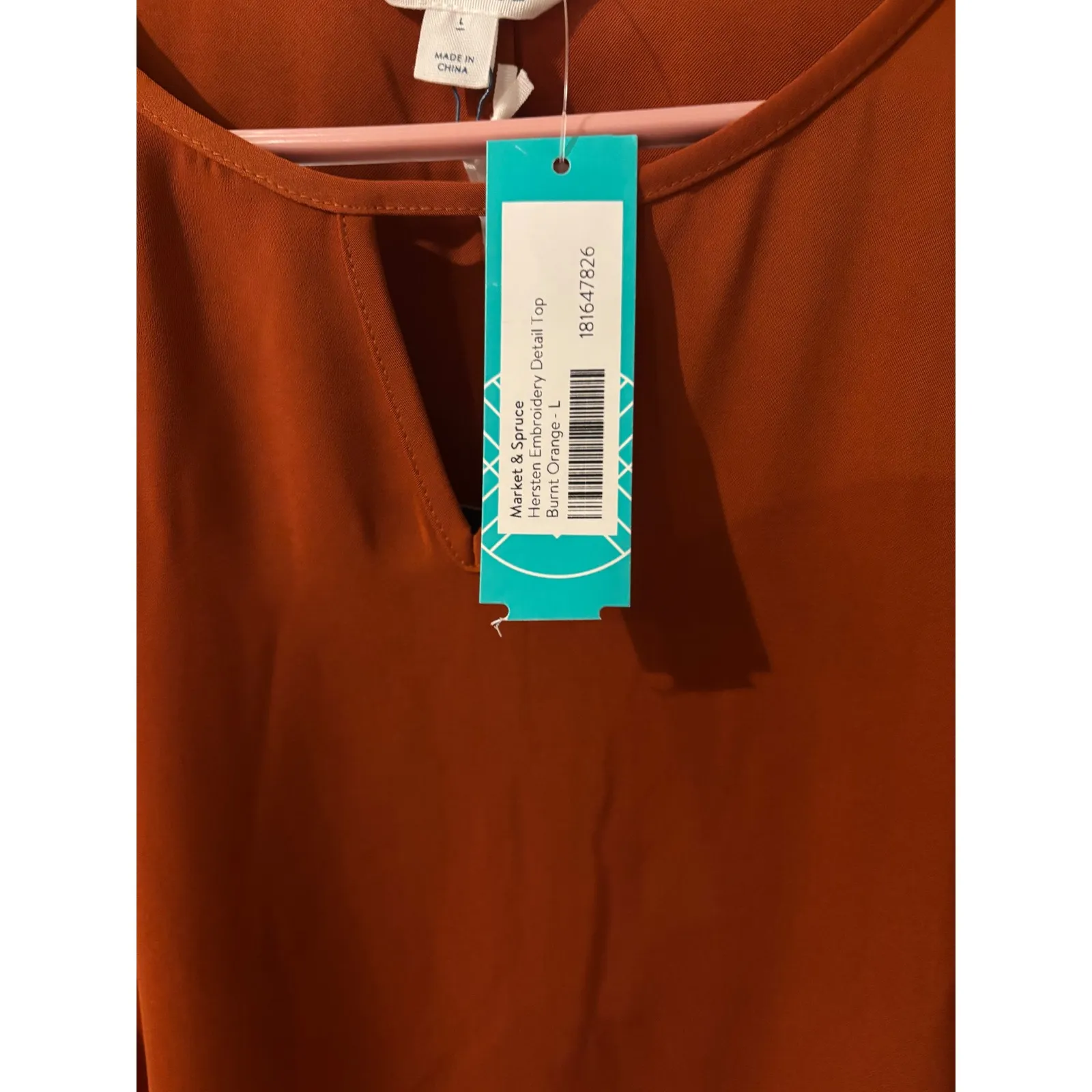 Market & Spruce Rust‎ Embroidered Long Sleeve Blouse Top Womens L - Image 4