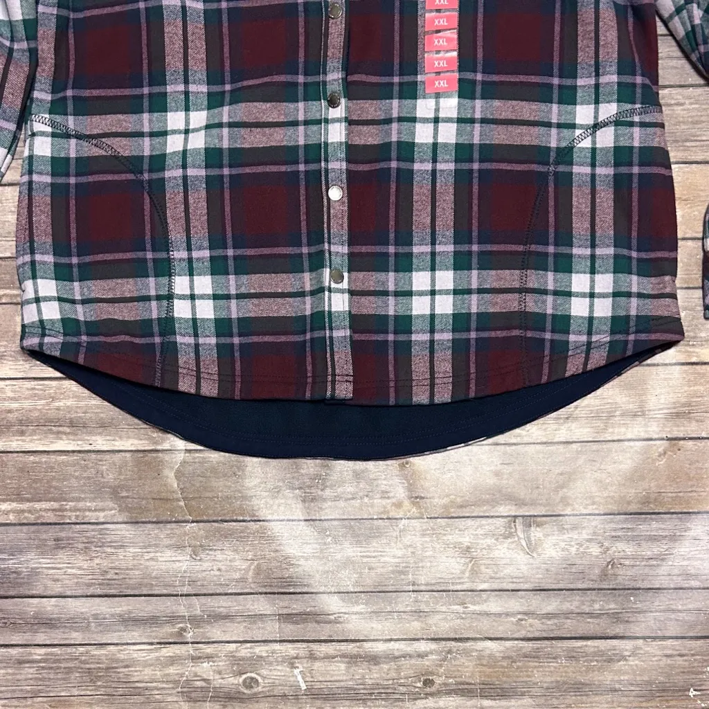 Eddie Bauer Plaid Flannel Snap Button Fleece Lined Shirt Jacket Shacket XXL NWT - Image 9