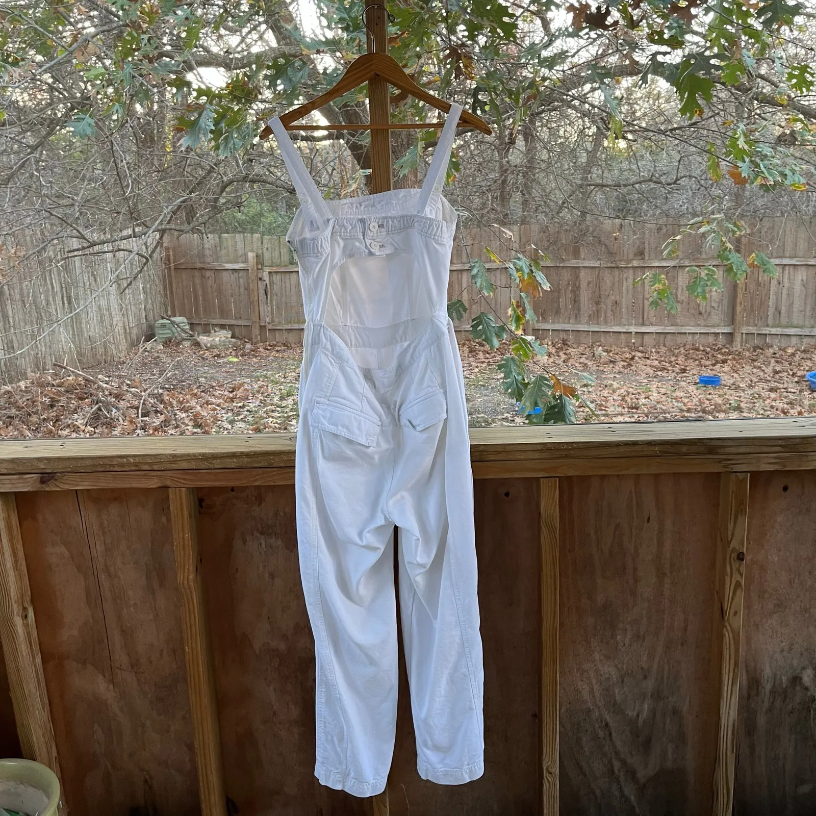 Free People Go West Utility Jumpsuit In White Denim Size M - Image 4