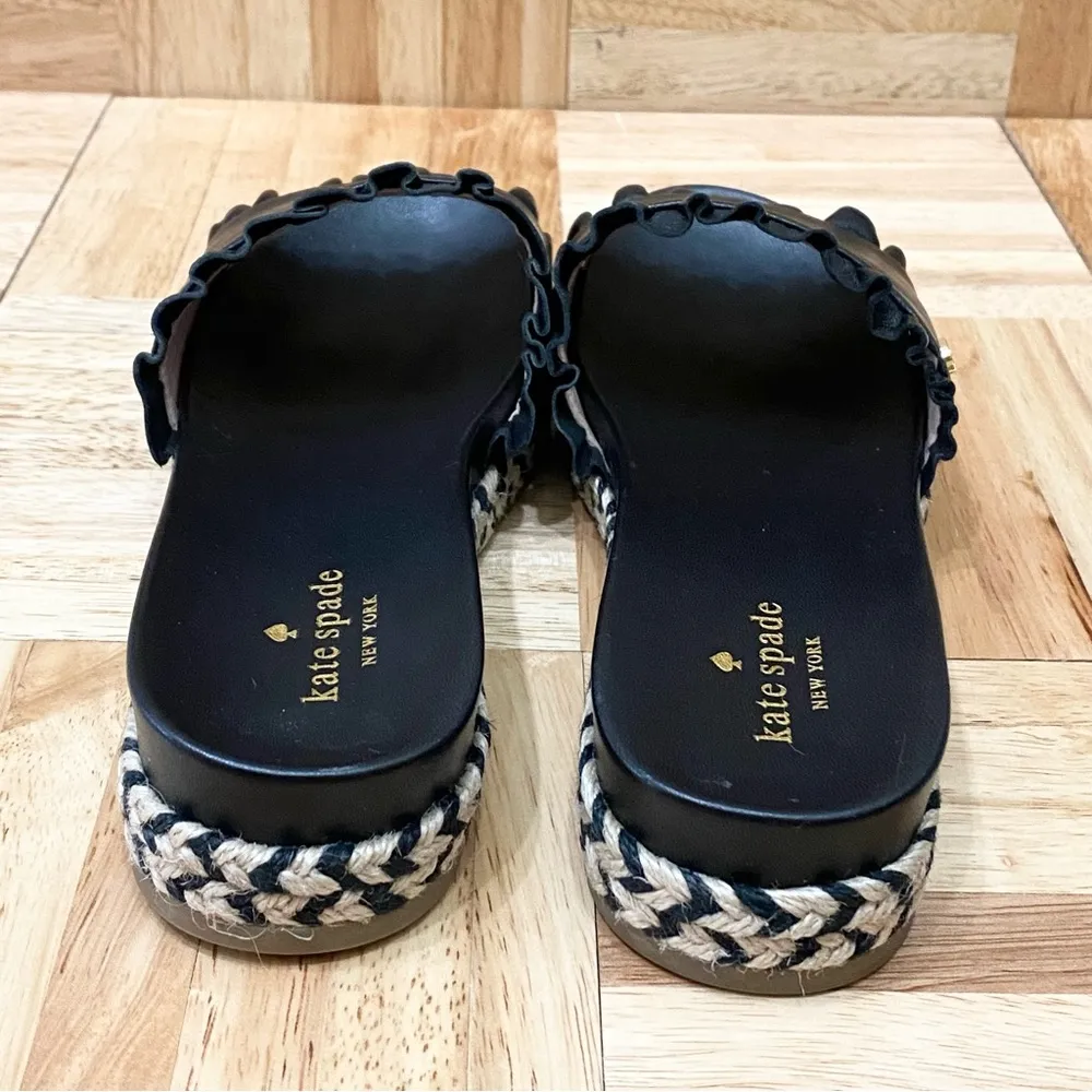 KATE SPADE “Zahara” Ruffle Trim Black Slides Espadrille Size 7.5 - Image 5