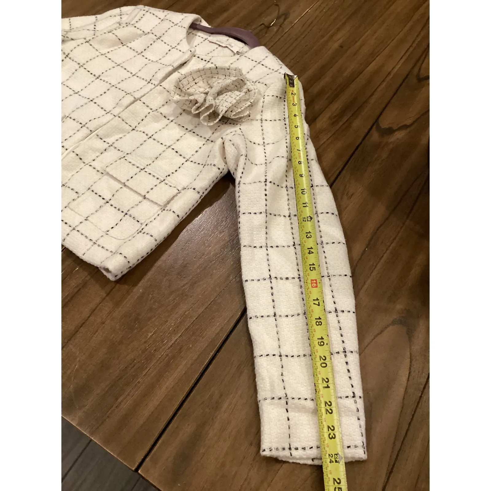 Anthropologie Bishop + Young Tweed Cropped Jacket wool blend ivory blazer S NWT - Image 6