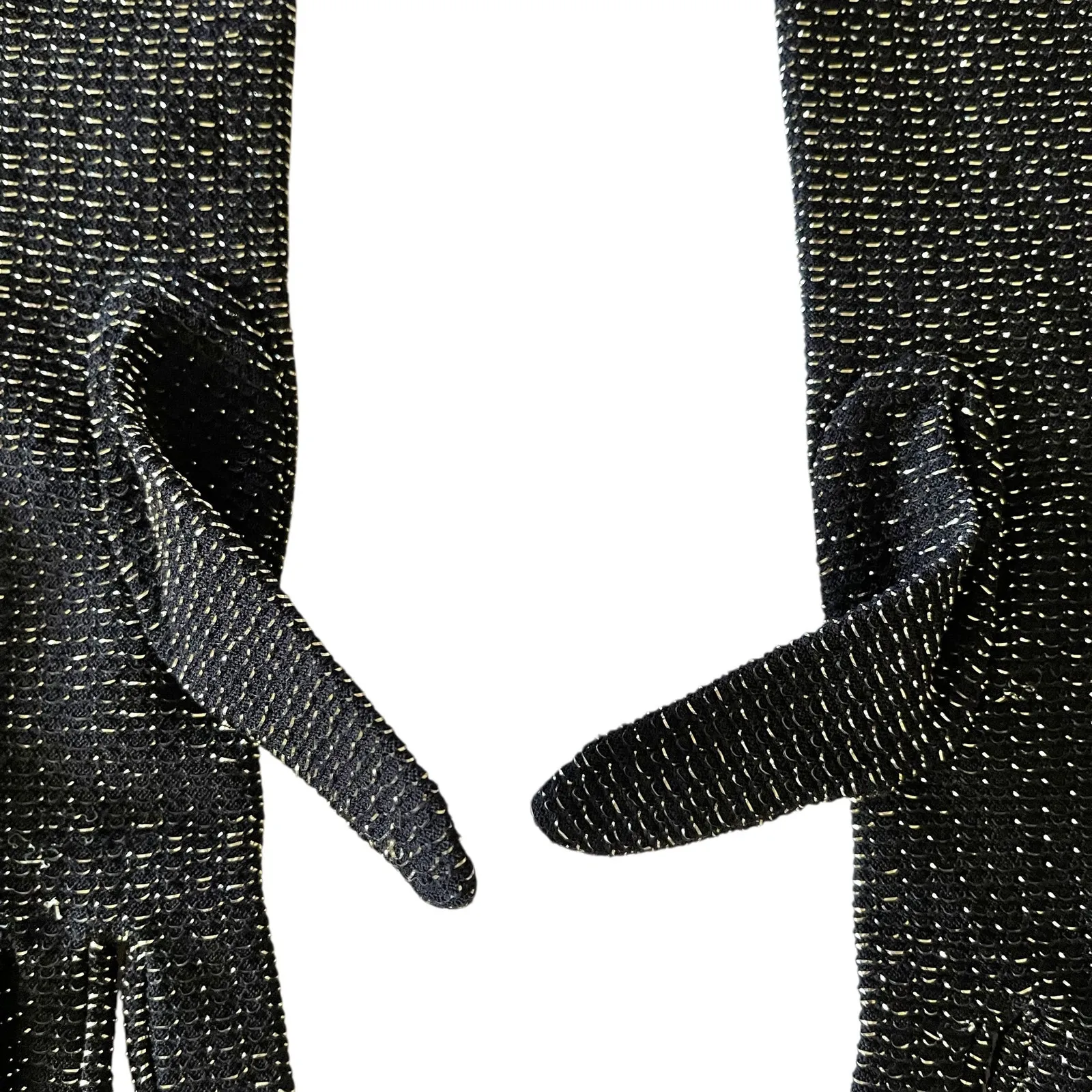 Vintage Sparkling Silver Black Long Forearm Gloves - Image 5