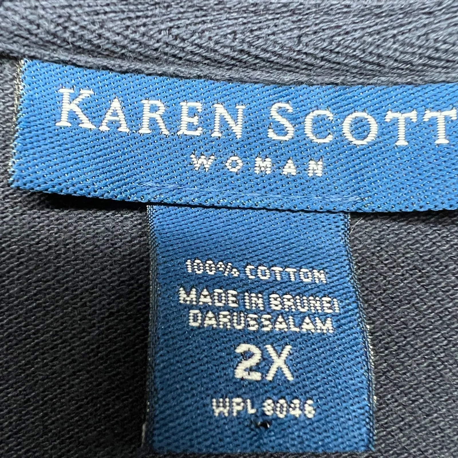 Karen Scott Navy Blue Cotton Polo Shirt Womens 2X Minimalist Breathable Capsule - Image 2