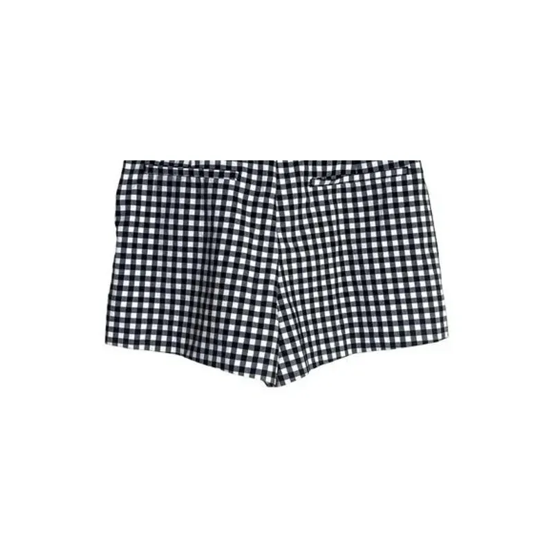 ZARA Paperbag Checker Tie Shorts Hi Waist Ruffles Side Zip Pockets S Black White - Image 11