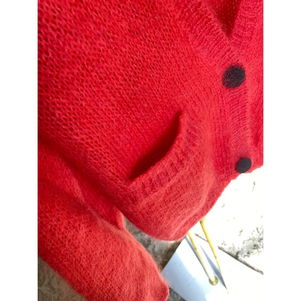 Vintage Autograph Mohair Cardigan Quiet Luxury Old Money S Red Button Up - Image 4