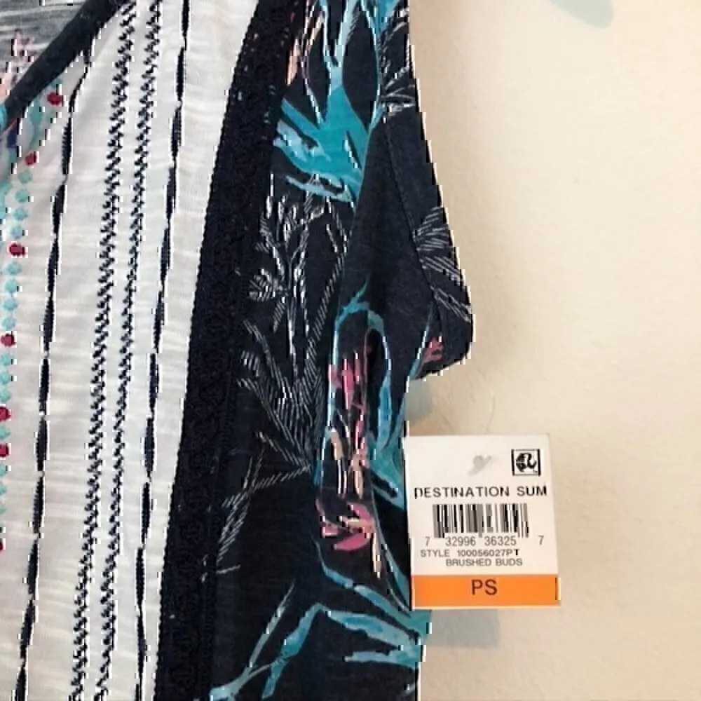 NEW STYLE CO PETITE Mixed Print Tie Tank Top Blue Pink Aztec Tribal Boho Lace PS - Image 4