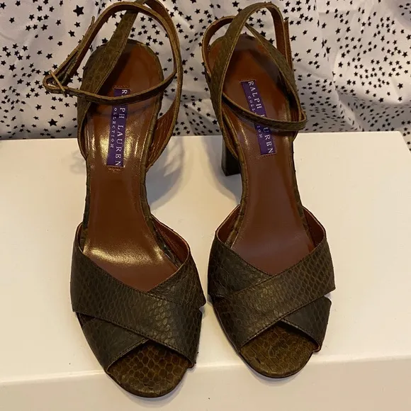 Ralph Lauren Delanna Brown Python Heels - Image 2