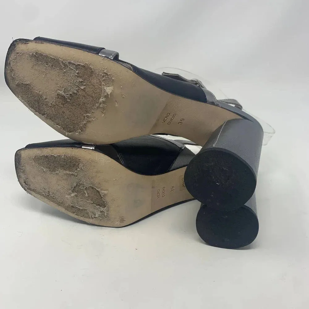 Ouigal Metallic Slingback‎ Heels Black Silver Size 8.5 - Image 10