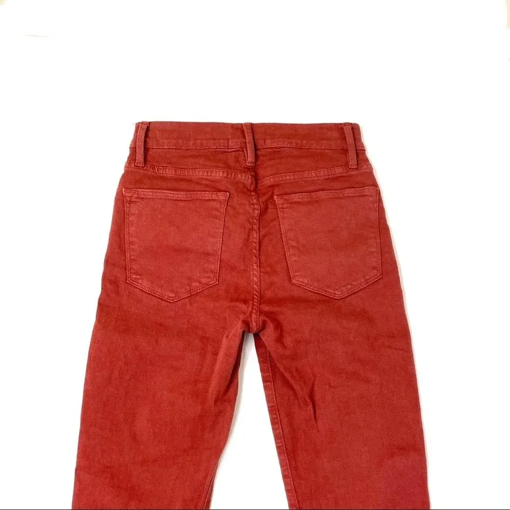 FRAME Denim Le High Raw Hem Skinny Ankle Jeans Burnt Henna Wash Size 24 - Image 9
