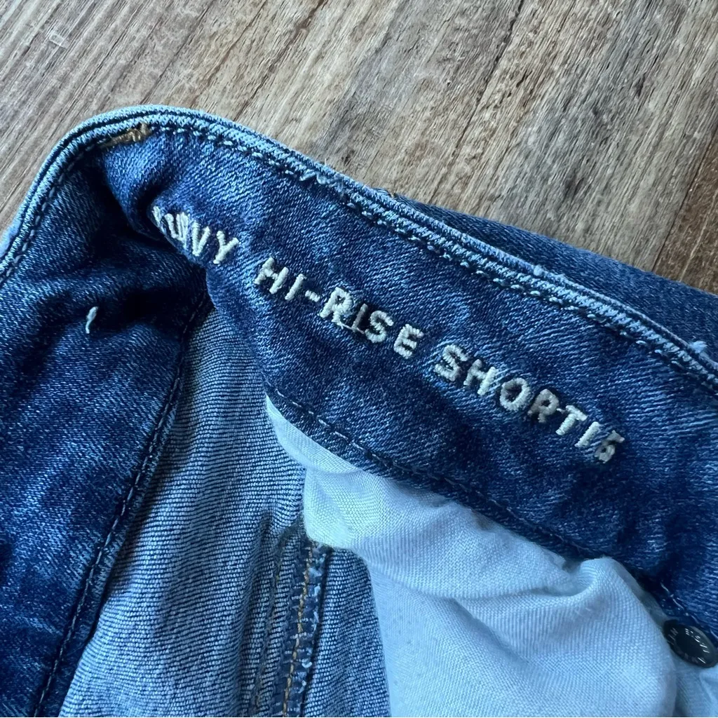 American Eagle Womens Dark Wash Curvy Hi-Rise Shortie Stretch Jean Shorts Size 6 - Image 6