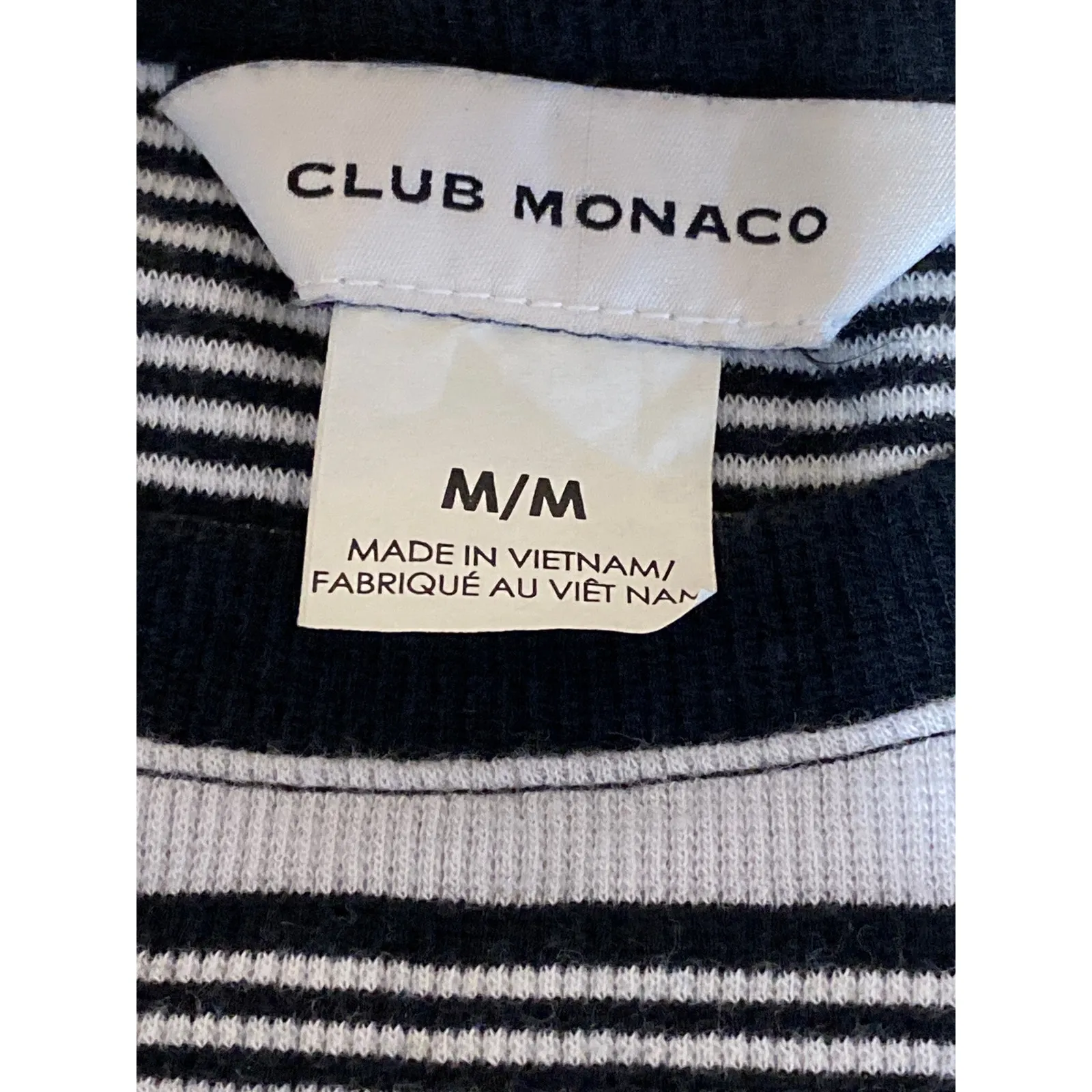Club Monaco Women's Black Striped Short Sleeve Crew Neck T Shirt Tee Top Size M - Image 3