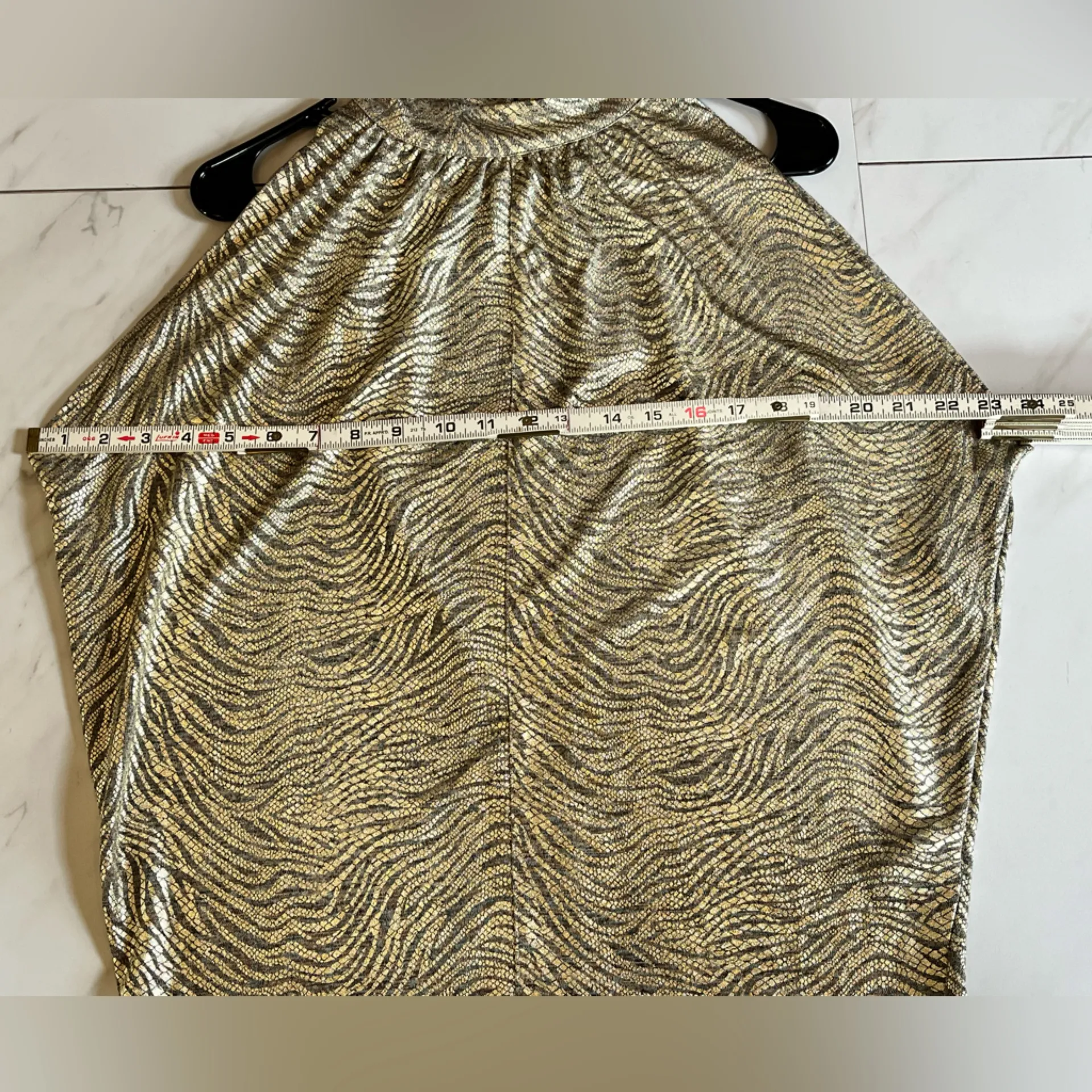 NWT Anthropologie Gold shimmer high neck Halter top zebra print size medium - Image 8