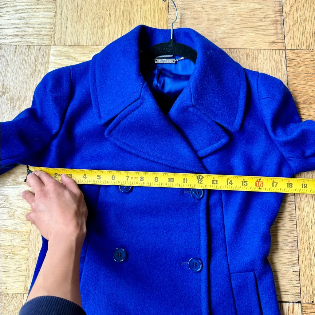 Alexander McQueen Cobalt Blue Wool/Cashmere Peacoat Sz IT 38 (US2) EUC - Image 10