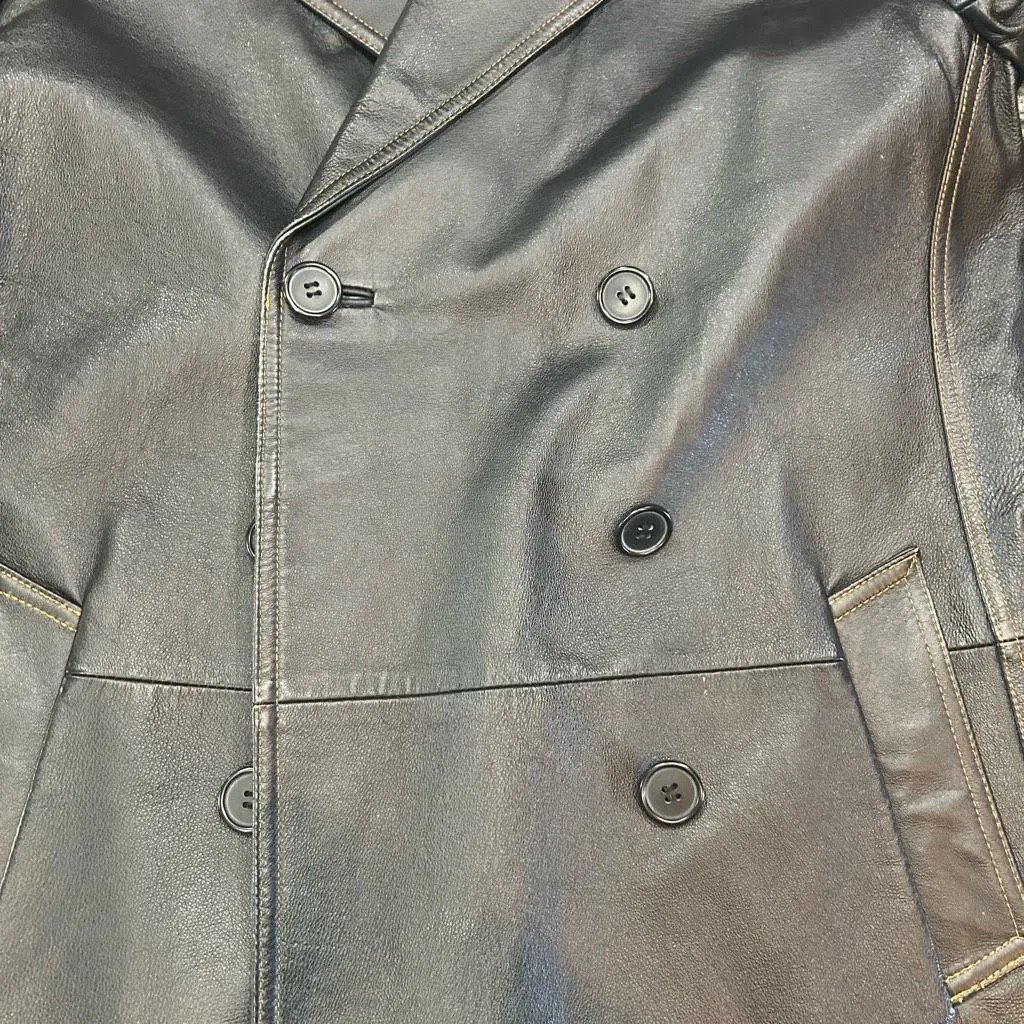 Bagatelle Black Women’s Medium Button Up Longer Leather Jacket - Image 4