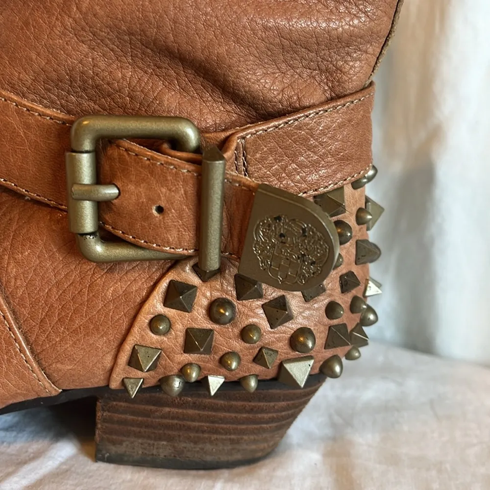 Marcin Leather Harness Buckles Studded Ankle Boot - Image 6