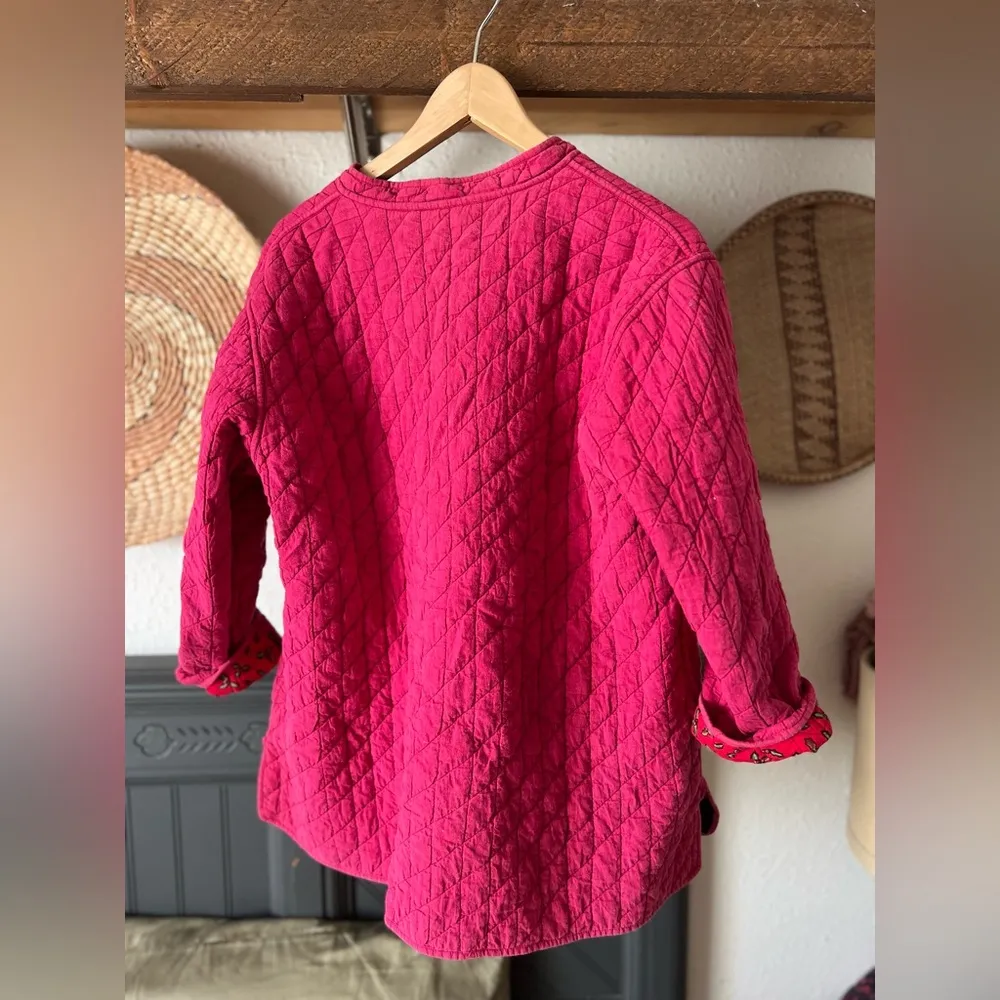 la cera quilted christmas holiday holly jacket reversible xl Red - Image 10