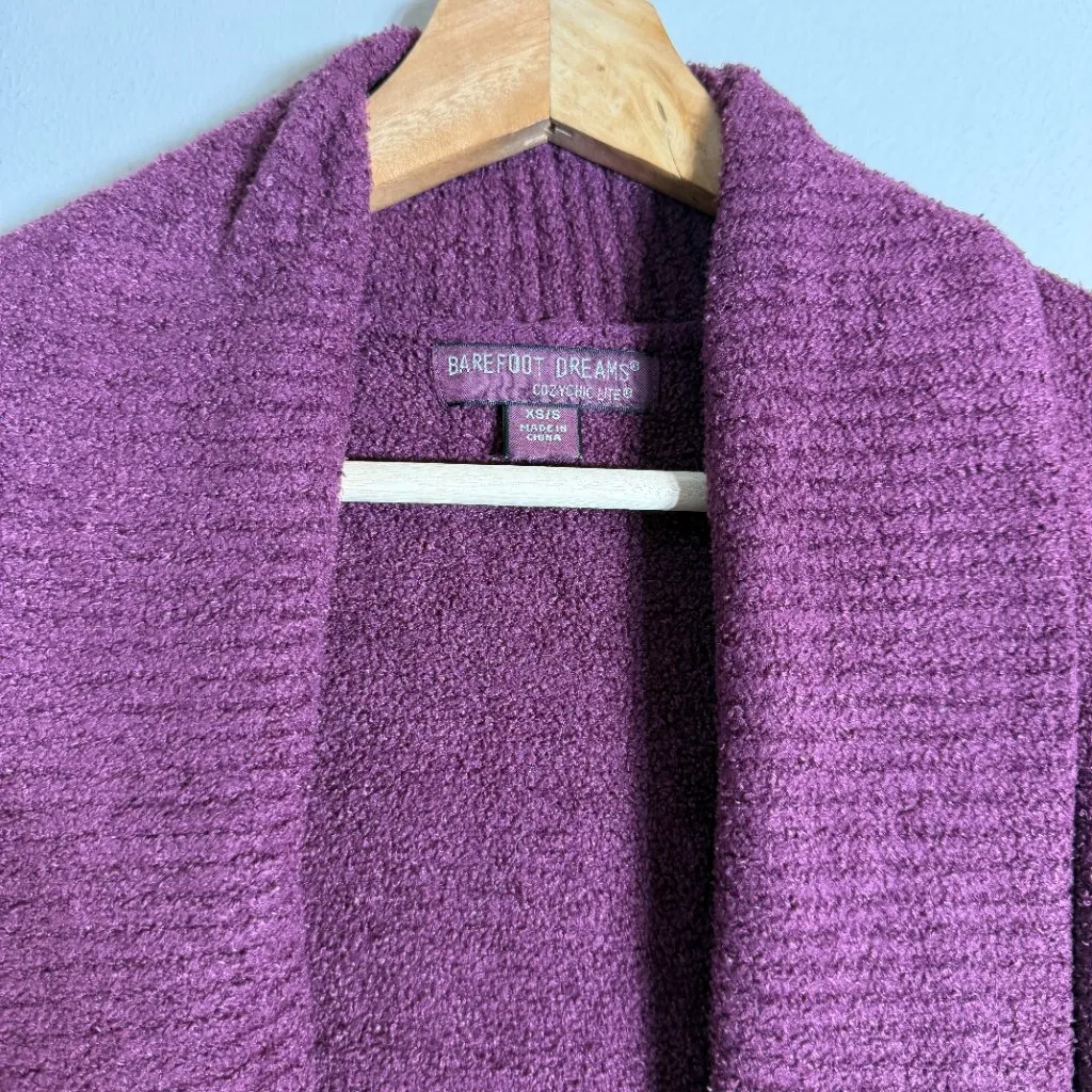 Barefoot Dreams CozyChic Lite Circle Cardi Cardigan Sweater Women's XS/S Purple - Image 8