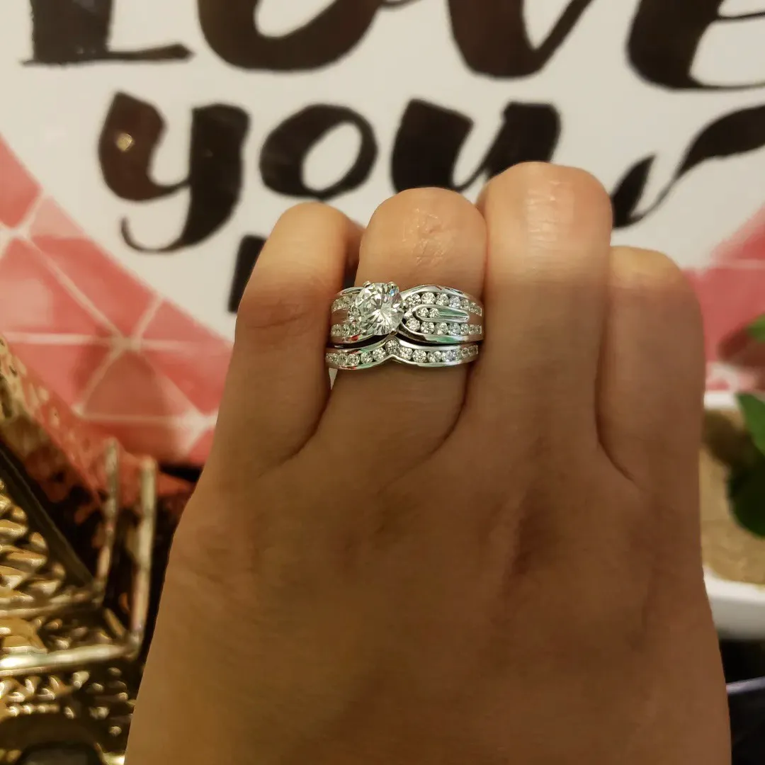 SIZE 7 925  Elegant Engagement Set CZ Ring - Image 5