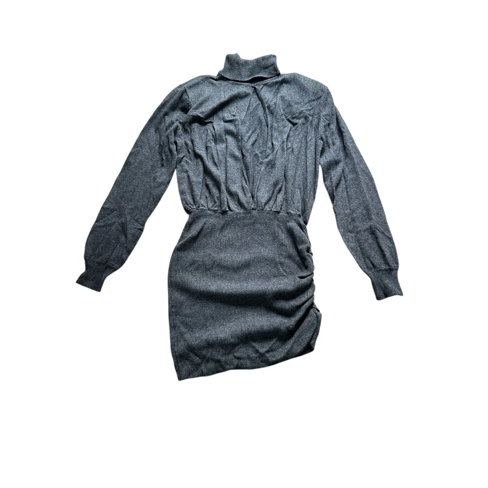 Ser.o.ya Alexandria Sweater Dress Large Gray Turtleneck Blouson Long Sleeve - Image 8