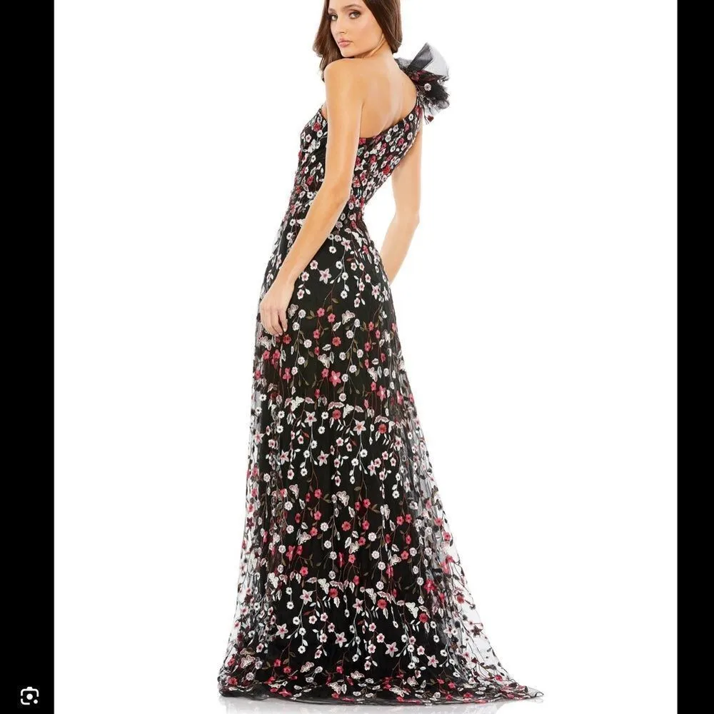 Mac Duggal 20331 EMBELLISHED RUFFLED ONE SHOULDER A LINE GOWN Black 12 - Image 4