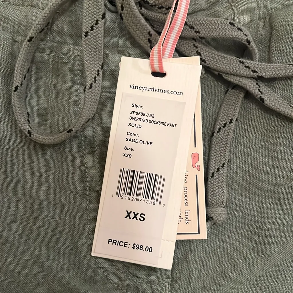 Vineyard Vines Sage Olive Pants linen xxs - Image 2