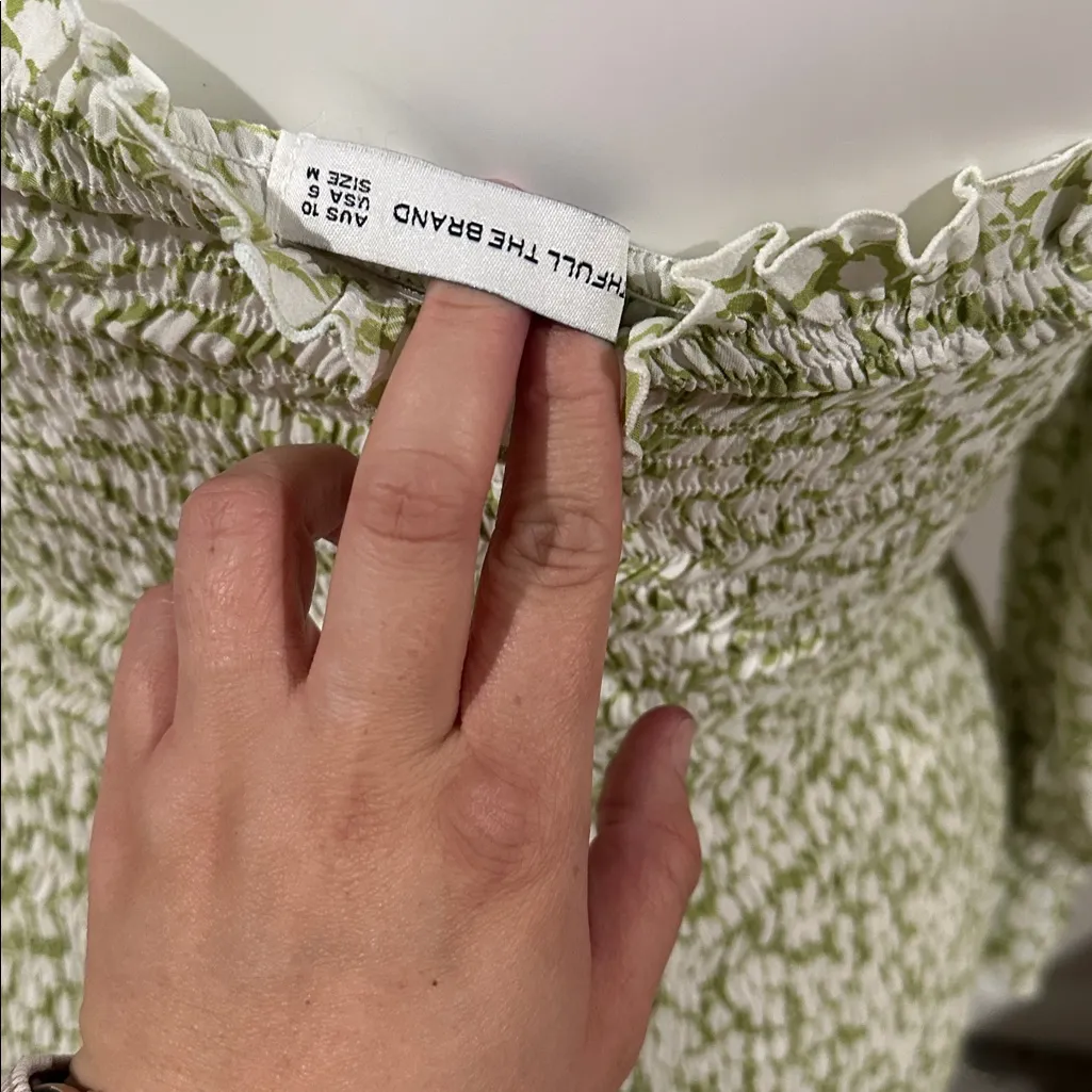 Faithfull The Brand‎ Honfleur Micro Floral Green and white Mini Dress size M - Image 6