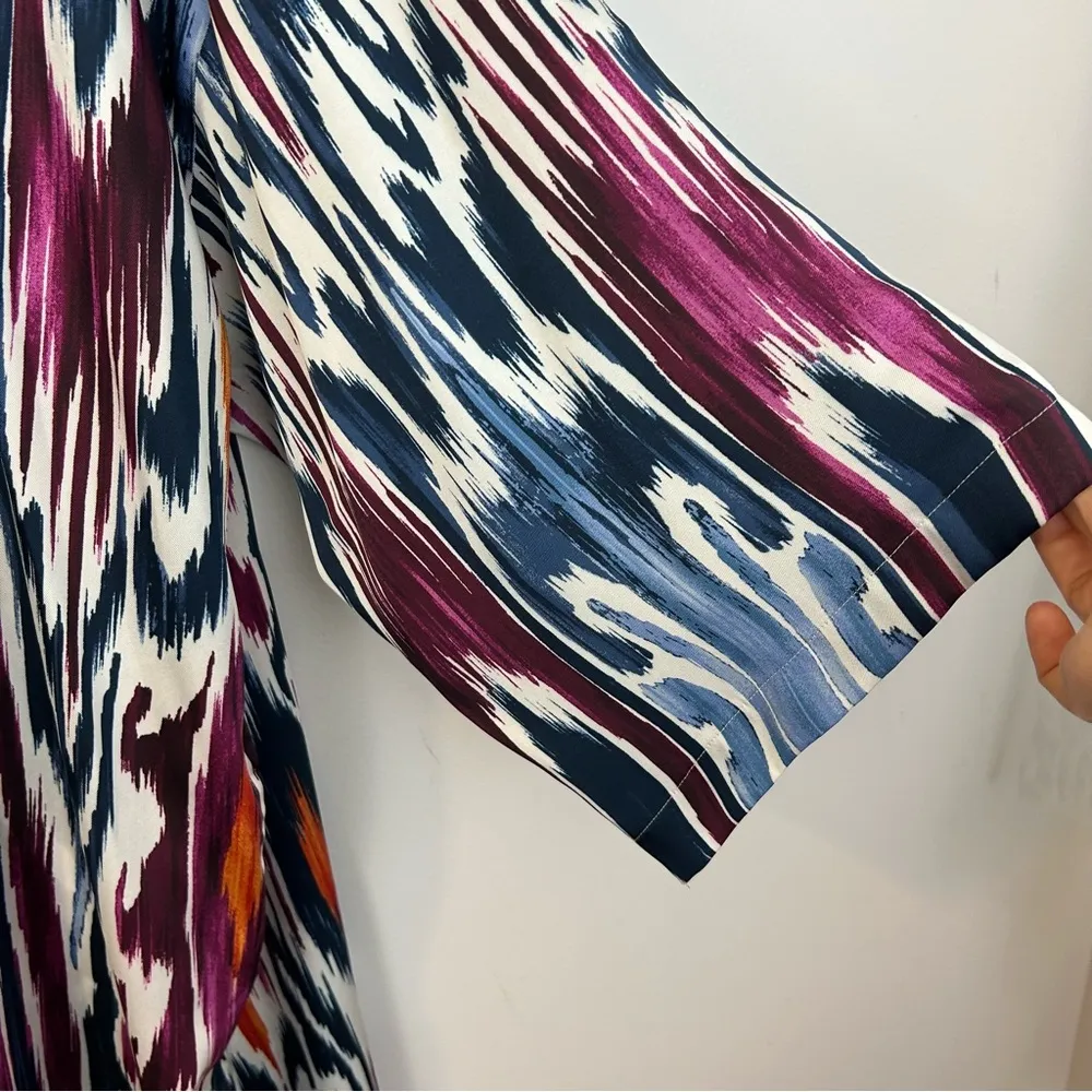 NWT Chico's Prized Ikat Drama Kimono Covering Ruana Kimono Midevil Blue L/XL - Image 9