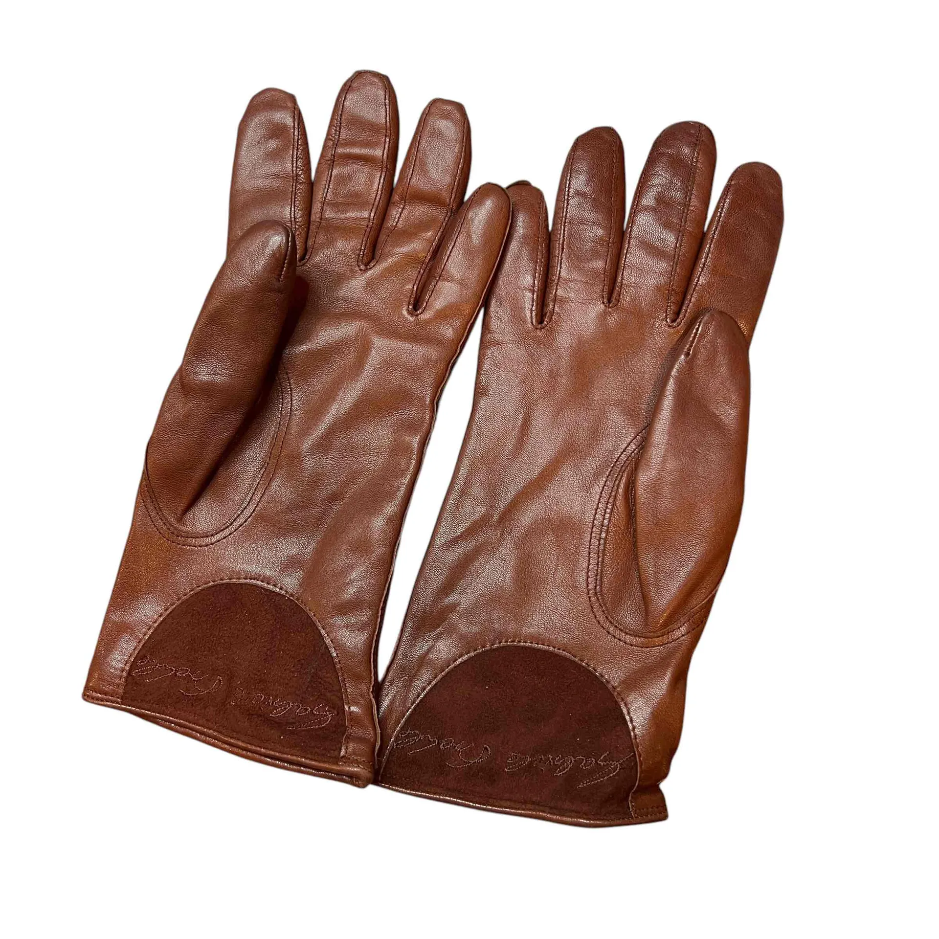 Gabriele Strehle Brown‎ Leather Dress Womens Size 7 Gloves Brown - Image 2