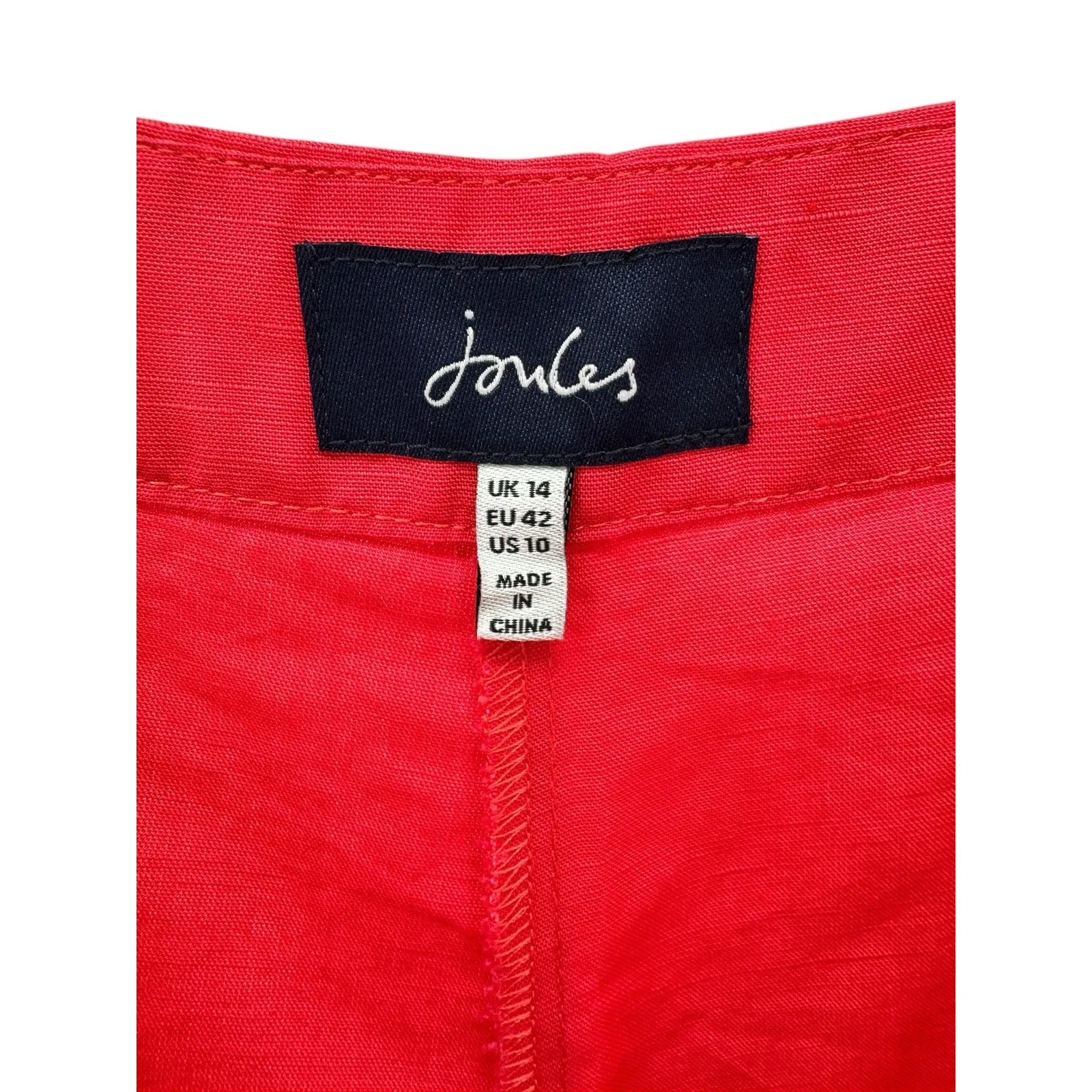 Joules Alexi Culottes Linen Blend Poppy Red Size 10 Cropped Wide Leg‎ Trousers - Image 6