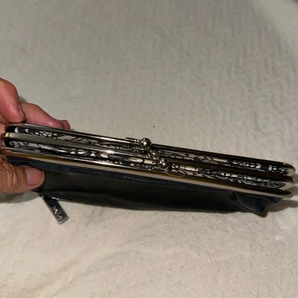 Hobo International Clutch Lauren Black Leather Wallet with added silver zipper - Image 11