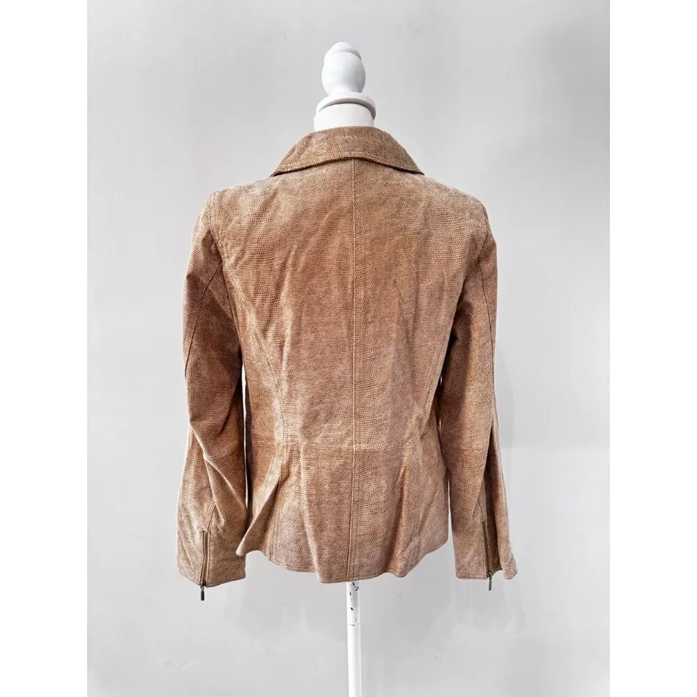 Bradley Leather collared Fitted Zip Up Jacket Size small New - Image 4