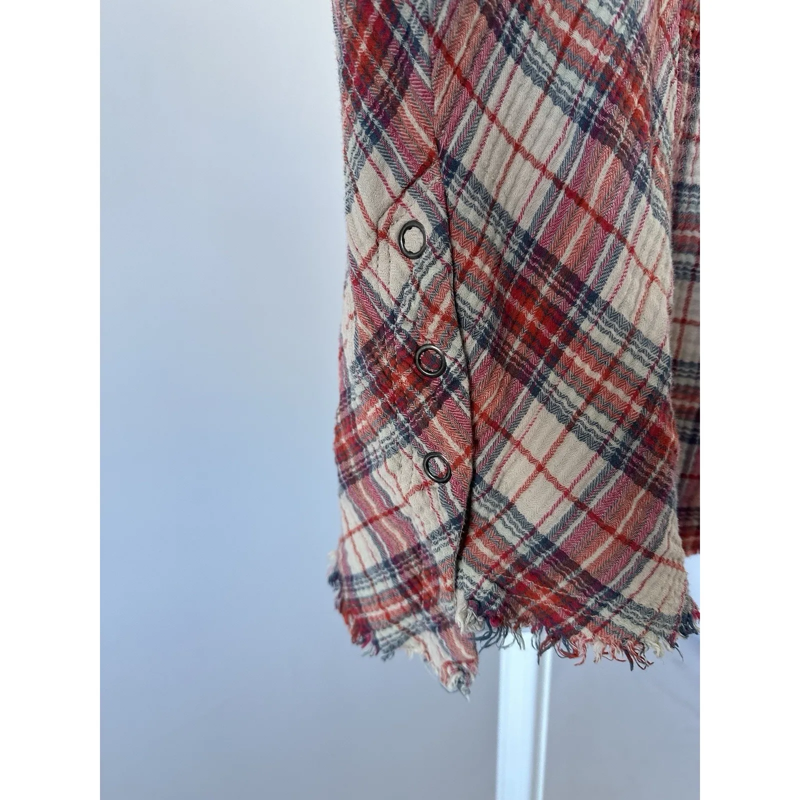 Women's Free People Plaid Side Snap LS Button Down , Sz: XS (b22) - Image 5