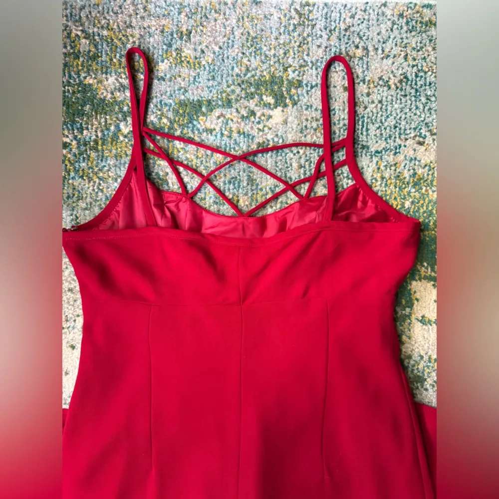 Vintage Evan Picone sleeveless red strappy maxi formal dress, size 16 - Image 10